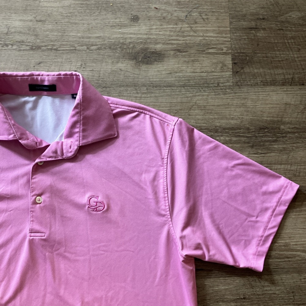 Turtleson Men's‎ Medium Grande Dunes Golf Polo Pink Performance Shirt